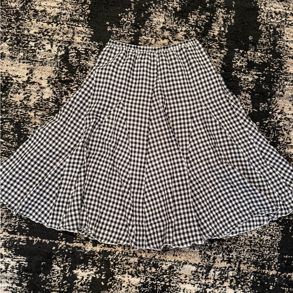 SAKS 5th AVE black and White Gingham A-Line Skirt women’s size medium